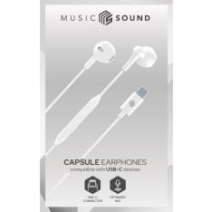 MusicSound USB-C capsule kuulokkeet valkoinen
