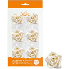 Decora Edible decoration 6pcs white big roses