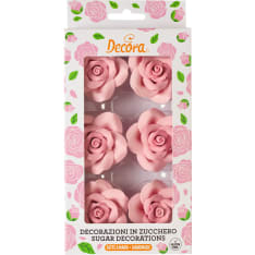 Decora Edible decoration, Pink big roses 6 pcs