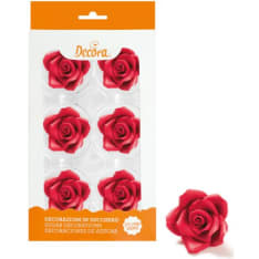 Decora Big Roses red 6pcs edible sugar decorations