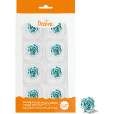Edible decoration, light blue small roses 8 pcs