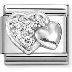 Nomination Classic 330304/47 raised hearts white cz pala
