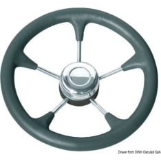Polyurethane steer. wheel SS spokes Ø 280 mm black