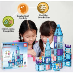 PicassoTiles 72 pc Ice Winter Theme Magnetic Tiles set