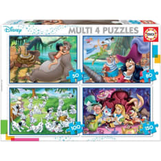 Multi 4 Puzzles, Disney Classics (Aladdin, Jungle Book, Alicia, Peter Pan)