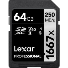 Lexar Pro 1667x UHS-II U3 (V60) R250/W120 64GB SDXC memory card