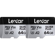 Lexar Microsdxc Professional Silver Plus Uhs-I/U3/A2/4K R205/W100 (V30) 64Gb - 2Pack microsd