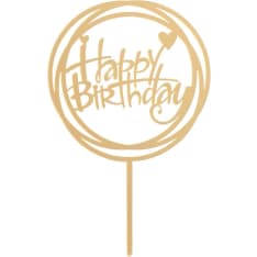 Dekora Happy Birthday pyöreä kakunkoriste
