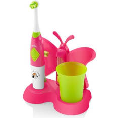 ETA ETA129490070 ZUBNIČKA Toothbrush with water cup and holder, Long operating time, 2 AAA batteries, white/pink