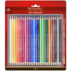KOH Polycolor 24 colored pencil assortment in a metal box