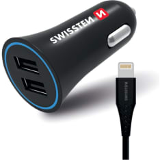 Swissten 2.4A 2xUSB autolaturi + lightning-kaapeli