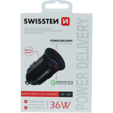 Swissten USB-C + PD 3.0 36W autolaturi