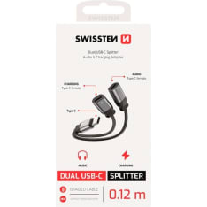 Swissten USB-C (ur) - 2x USB-C (na) haaroitin