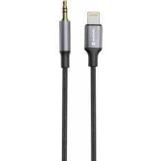 Audio adapter textile lightning (male) / 3,5mm AUX (male) 1,5 m black