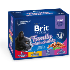 Brit Premium Cat paloja kastikkeessa liha-kala 12x100g