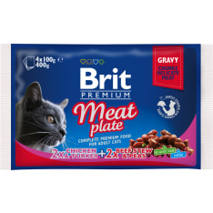 Brit Premium Cat paloja kastikkeessa liha 4 x 100 g