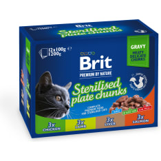 Brit Premium by Nature 12x100g paloja kastikkeessa steriloiduille kissoille