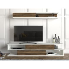 Chic Home Collection Matlleena 180 cm valkoinen/ruskea tv-taso ja mediahylly