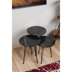 Chic Home Collection Sirkka 3 kpl mustat apupöydät
