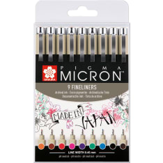 Sakura Pigma Micron Fineliner Basic 9-setti kuitukärkikynä