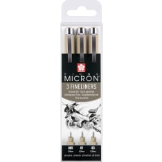 Sakura Pigma Micron Deisgn Fineliner musta 3-setti kuitukärkikynä