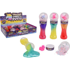 Unicorn Confetti Putty Yksisarvismassa tuutti konfeteilla ja yksisarvishahmolla
