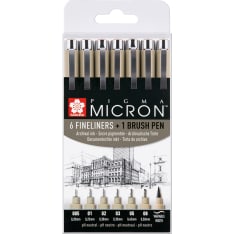 Sakura Pigma Micron Fineliner musta 6+1-setti