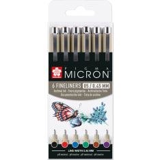 Sakura Pigma Micron Fineliner Basic 05 6-setti kuitukärkikynä