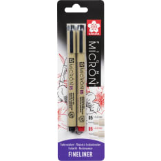 Sakura Pigma Micron Fineliner musta & punainen kuitukärkikynä
