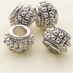 Metal beads 9x7mm, hole 4mm, 4st/pack