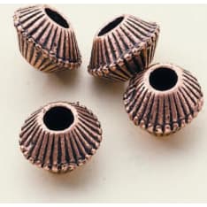 Copper beads 4st/pack, nickel free, 12x8mm, hole 4mm