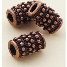 Copper beads 3st/pacm, 15x10mm, hole 4mm