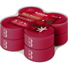 Bolsius True Glos Merry Moments 8kpl lämpökynttilä