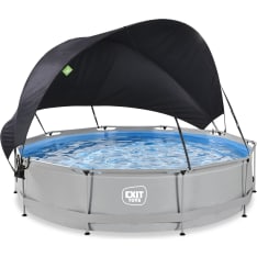 EXIT Soft Grey pool ø360x76cm with filter pump and canopy - grey
