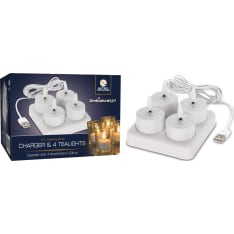 H&S 4kpl ladattava led tuikkusetti lepattavalla liekillä