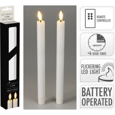 H&S 25cm 2kpl valkoinen led kruunukynttilä