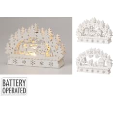 H&S Xmas Scenery 10cm wooden ornament with led light