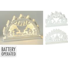 H&S Xmas Scenery 19cm wooden ornament with led lights