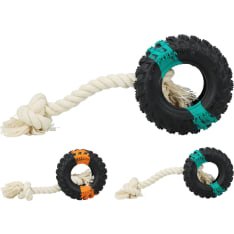 Dogs rubber ring with rope dog toy