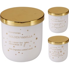 H&S Christmas-scented candle in a glass jar