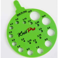 KnitPro round green needle gauge