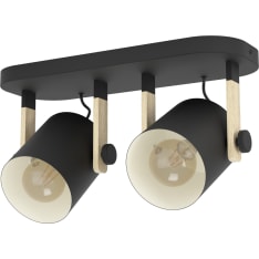 EGLO HORNWOOD 2XE27 musta/puu seinä/kattovalaisin