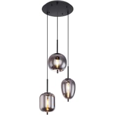 Globo Blacky 3-piece pendant lamp