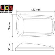 Led Autolamps 12/24V 150x88x30mm keltainen sivuvilkku