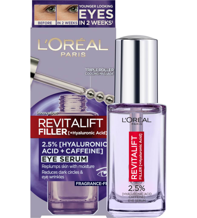 L'Oréal Paris Revitalift Filler 2,5% Hyaluronic Acid + Caffein 20 ml silmänympärysalueen seerumi
