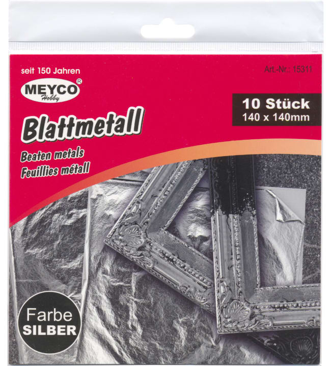 Meyco hopeanvärinen 140 x 140mm lehtimetalli