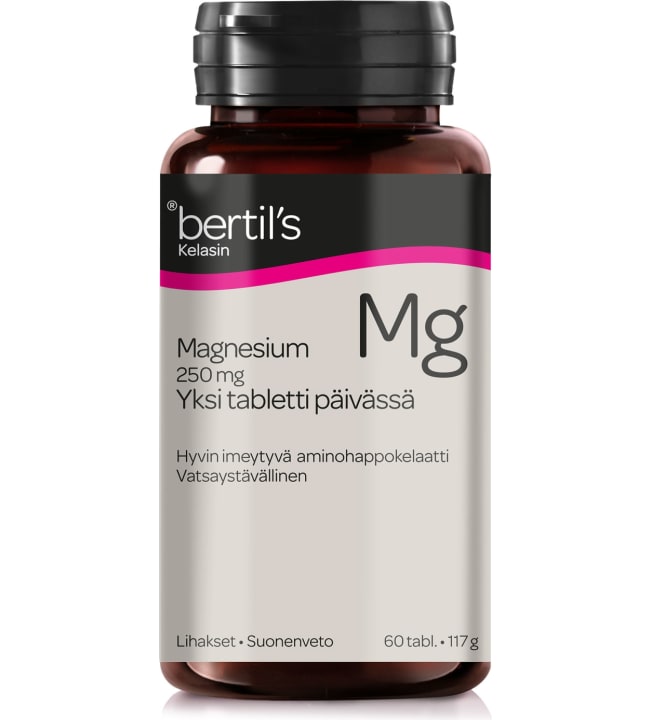 Bertil’s Magnesium 250 mg 60 tabl. ravintolisä