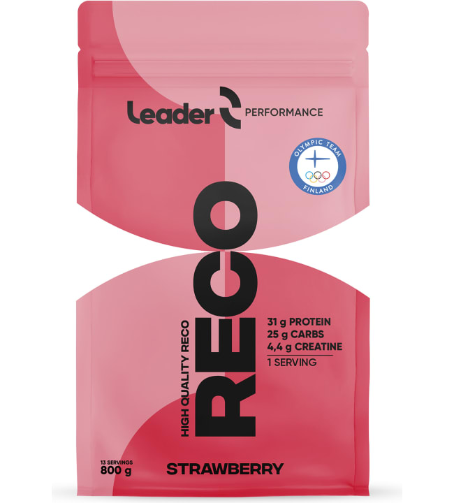 Leader Reco Strawberry 800 g proteiini-hiilihydraattijauhe