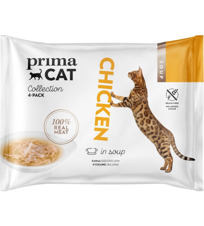 PrimaCat Soup Kananlihaa liemessä 4 x 40 g kissan täydennysrehu