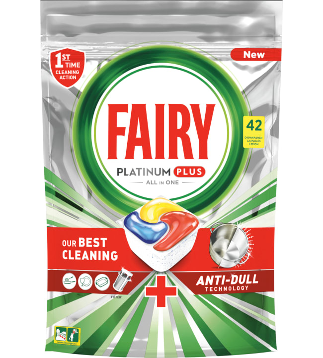 Fairy Platinum Plus All in One Lemon 42 kpl konetiskitabletti